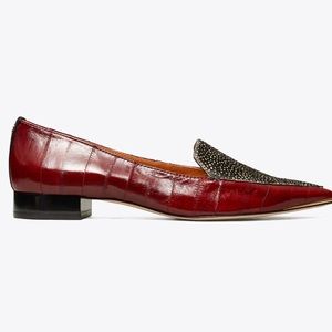 Tory Burch Red and Black Loafers